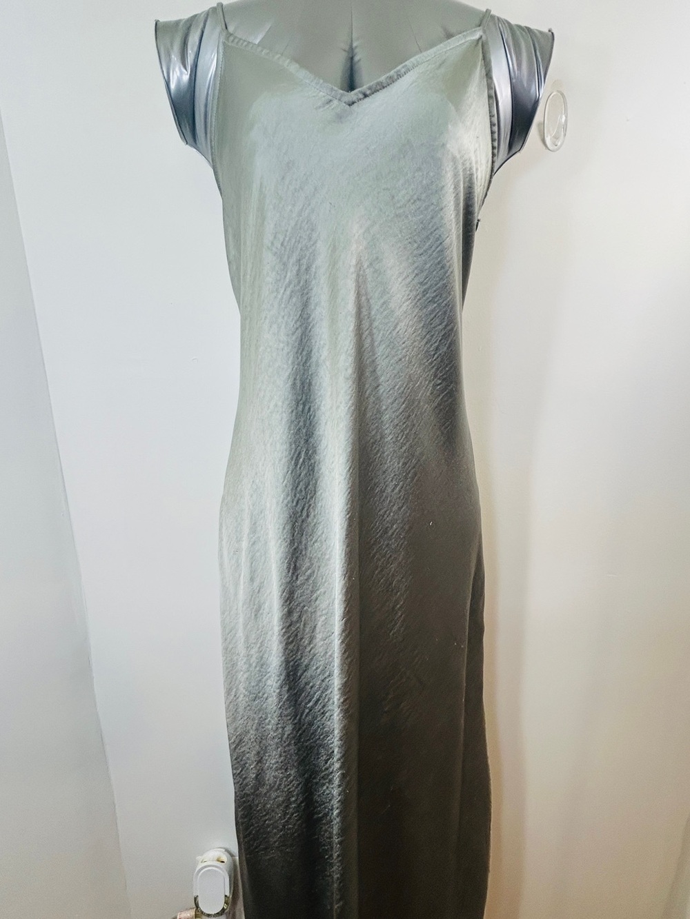 GAP Satin V-Neck Maxi Dress in Silver